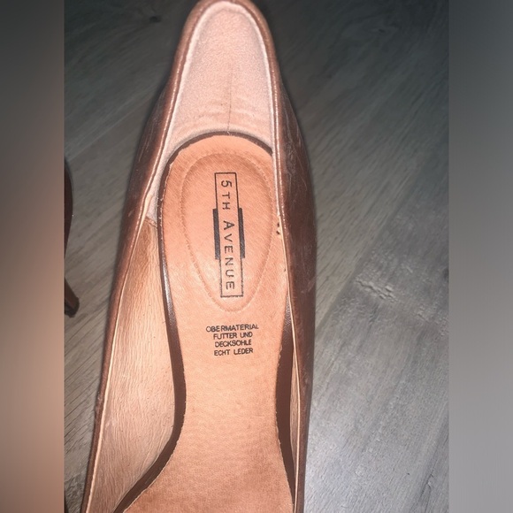 5TH AVENUE Pump High Brown Leather Heels size 38 Pointed Sandals - Picture 2 of 8